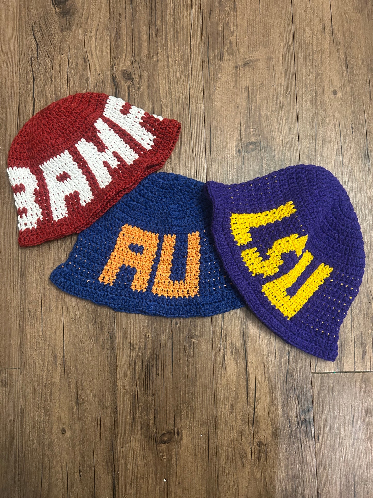 Custom Crochet Bucket Hats with Trim
