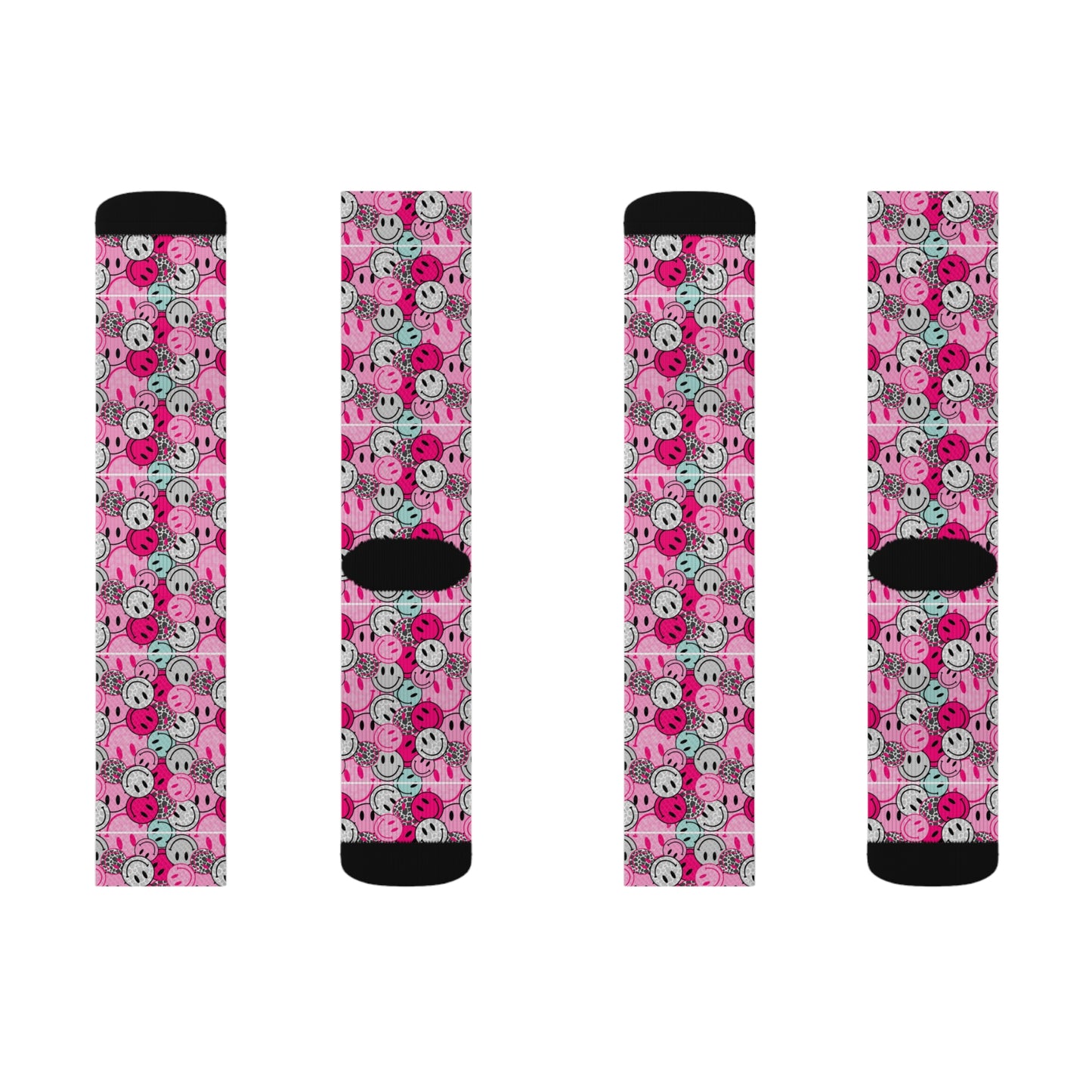 Pink and Blue Smiley Sublimation Socks