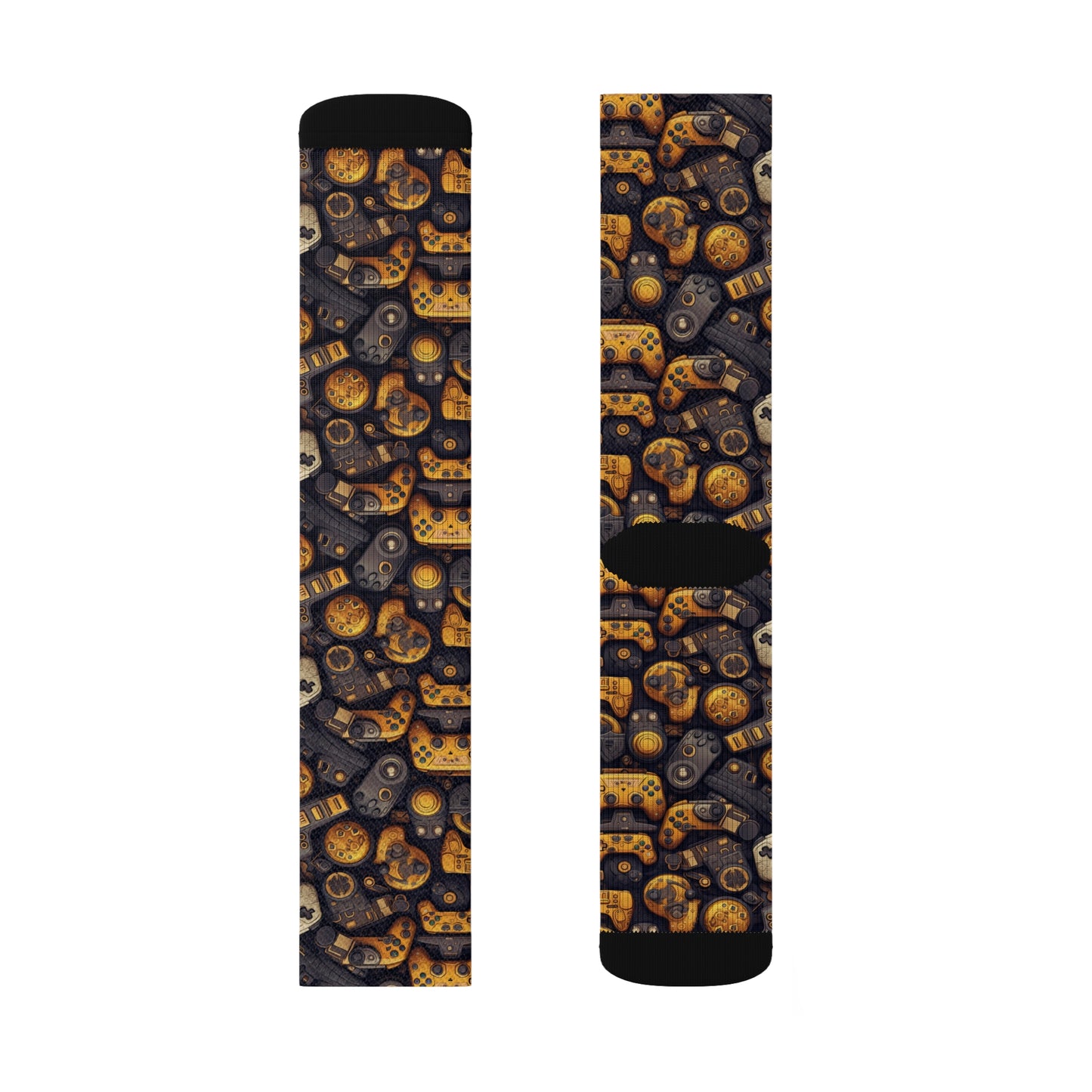 Black and Gold Gaming Sublimation Socks