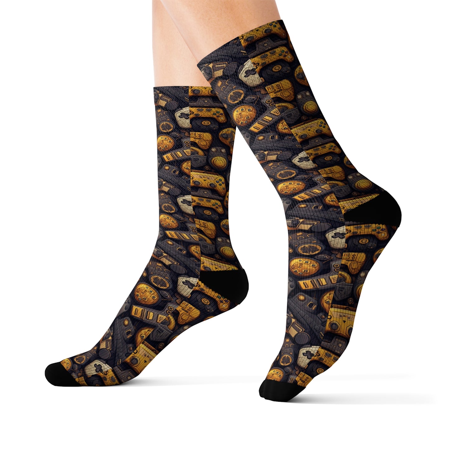 Black and Gold Gaming Sublimation Socks