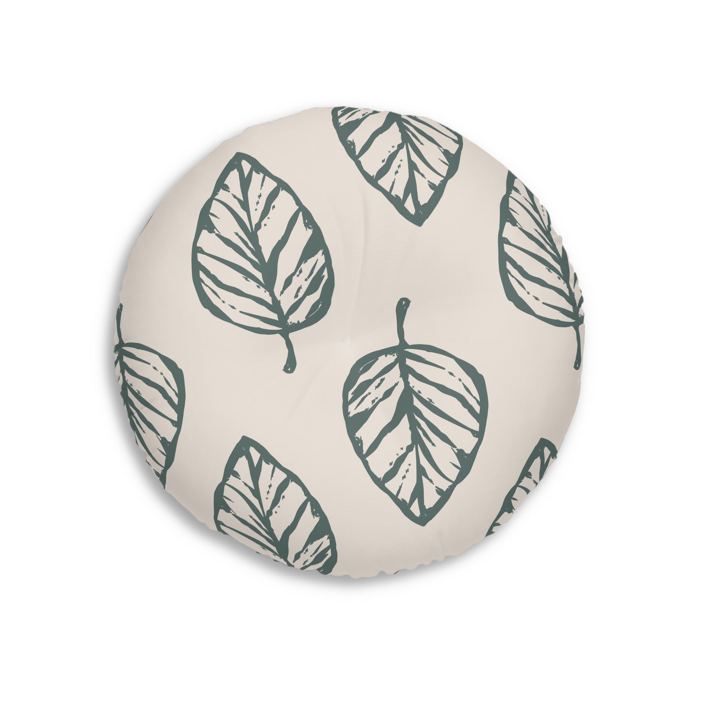 Leafy Oasis Tufted Floor Pillow, Round