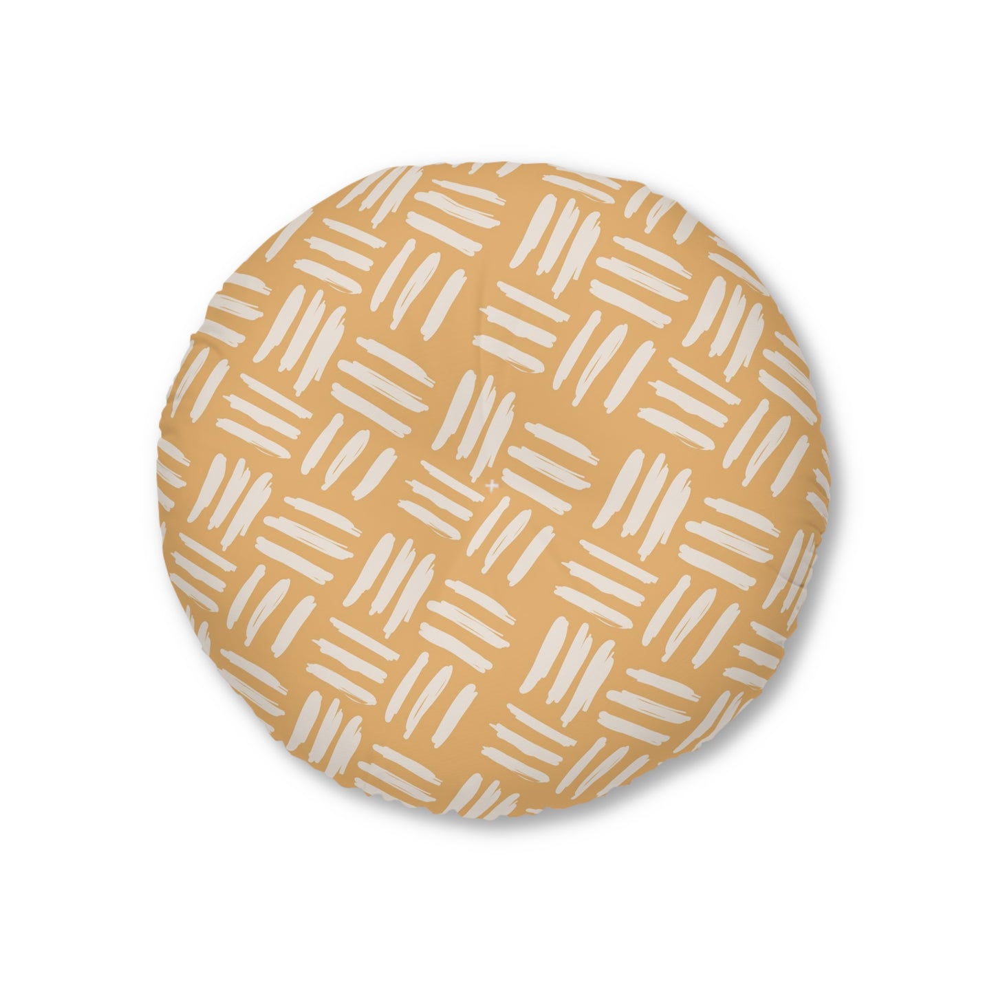 Golden Strokes Tufted Floor Pillow, Round