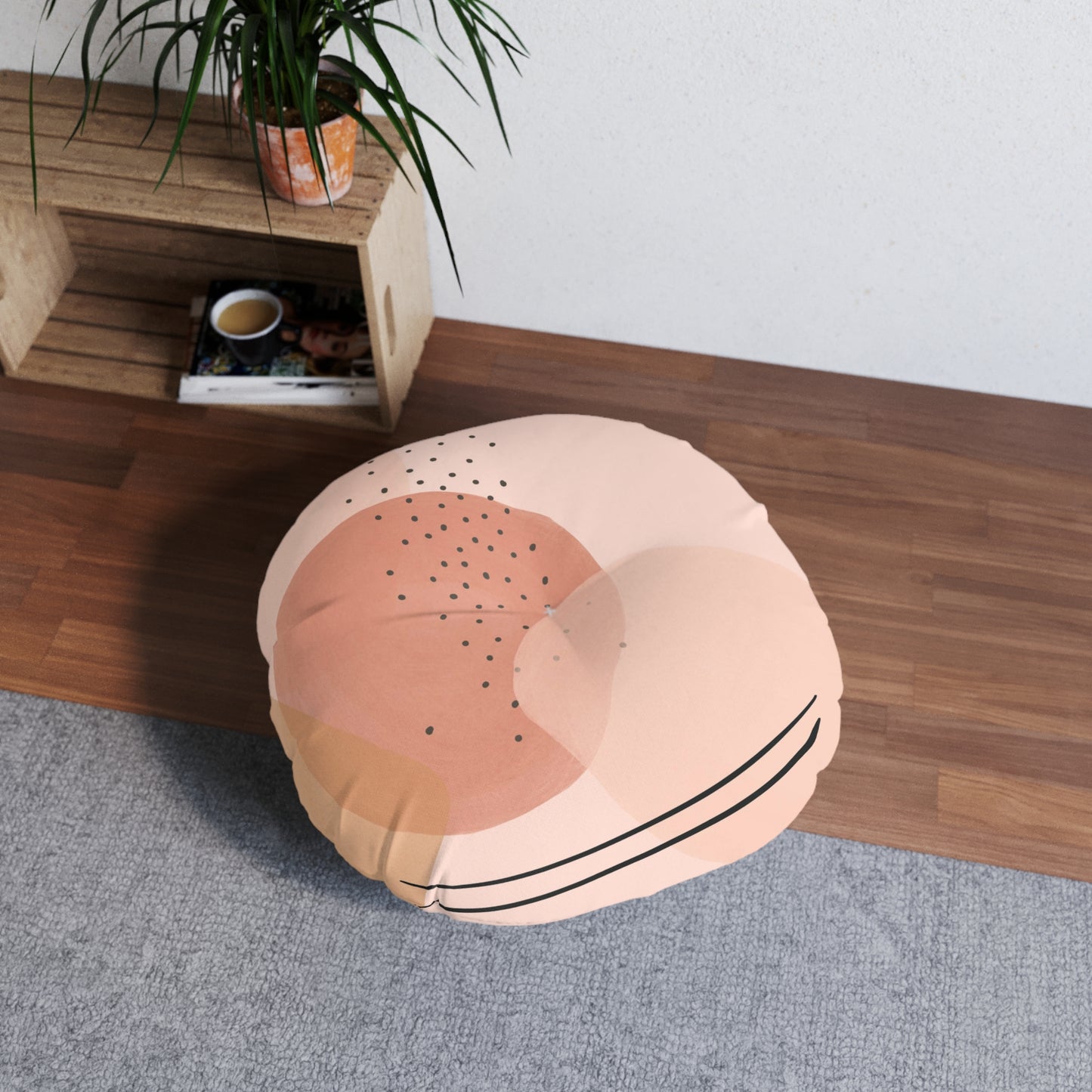 Boho Retro Tufted Floor Pillow, Round