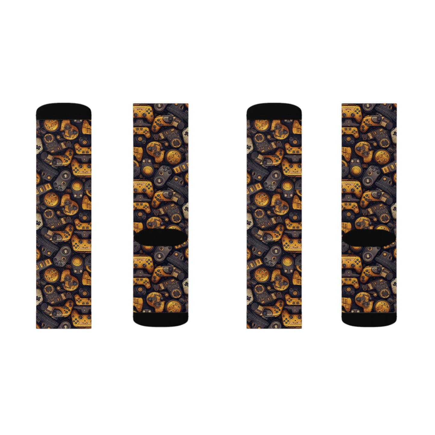 Black and Gold Gaming Sublimation Socks