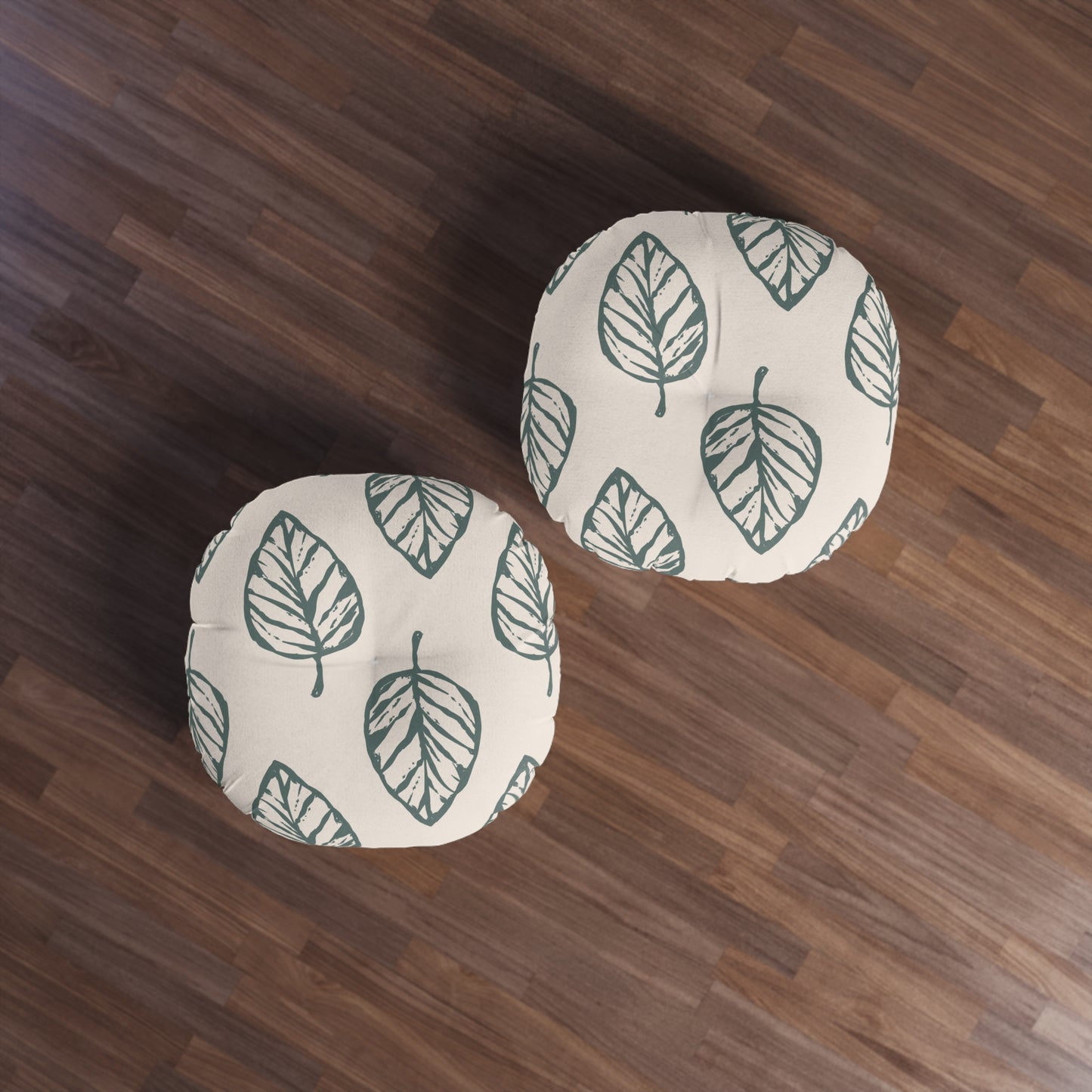 Leafy Oasis Tufted Floor Pillow, Round