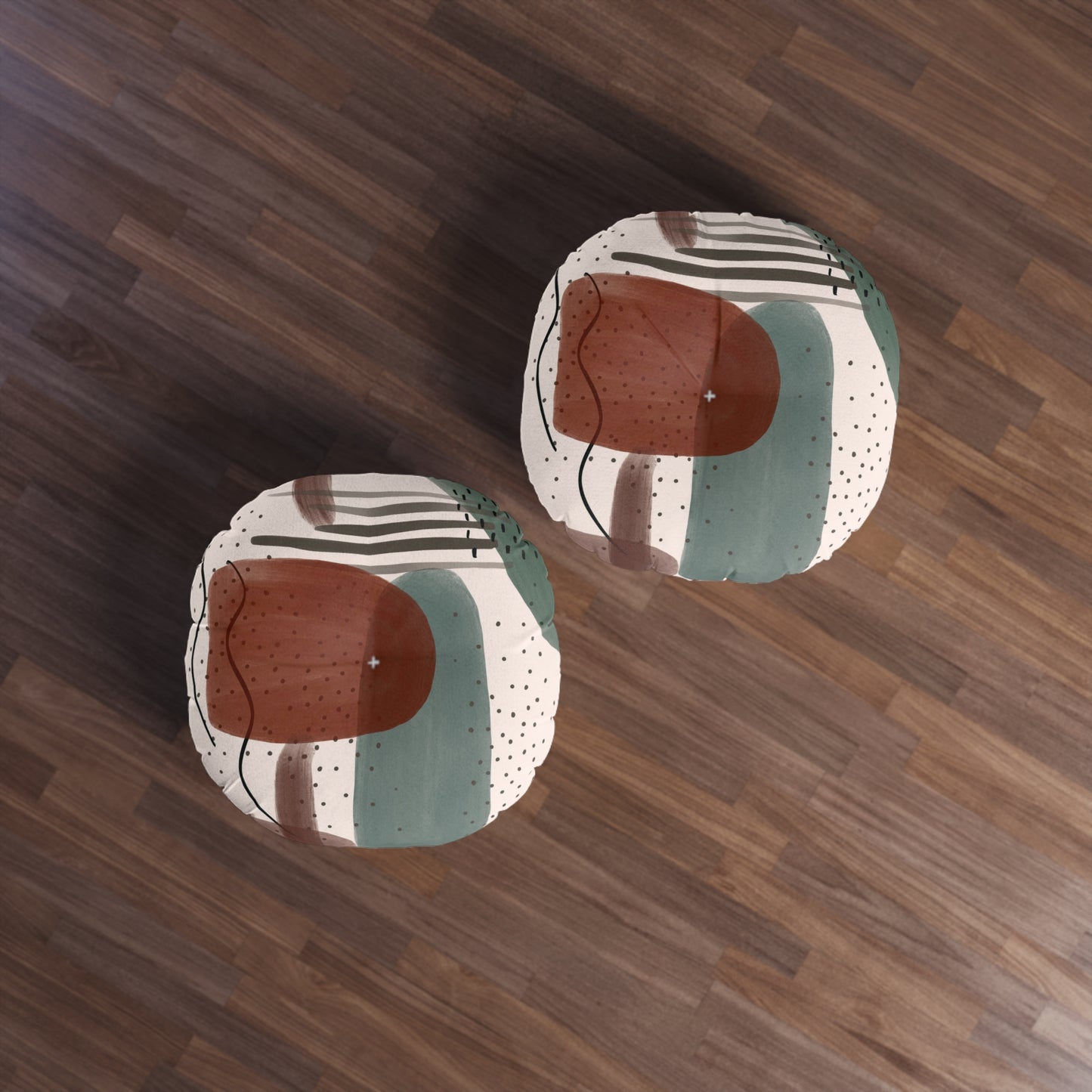 Boho Retro Green Tufted Floor Pillow, Round