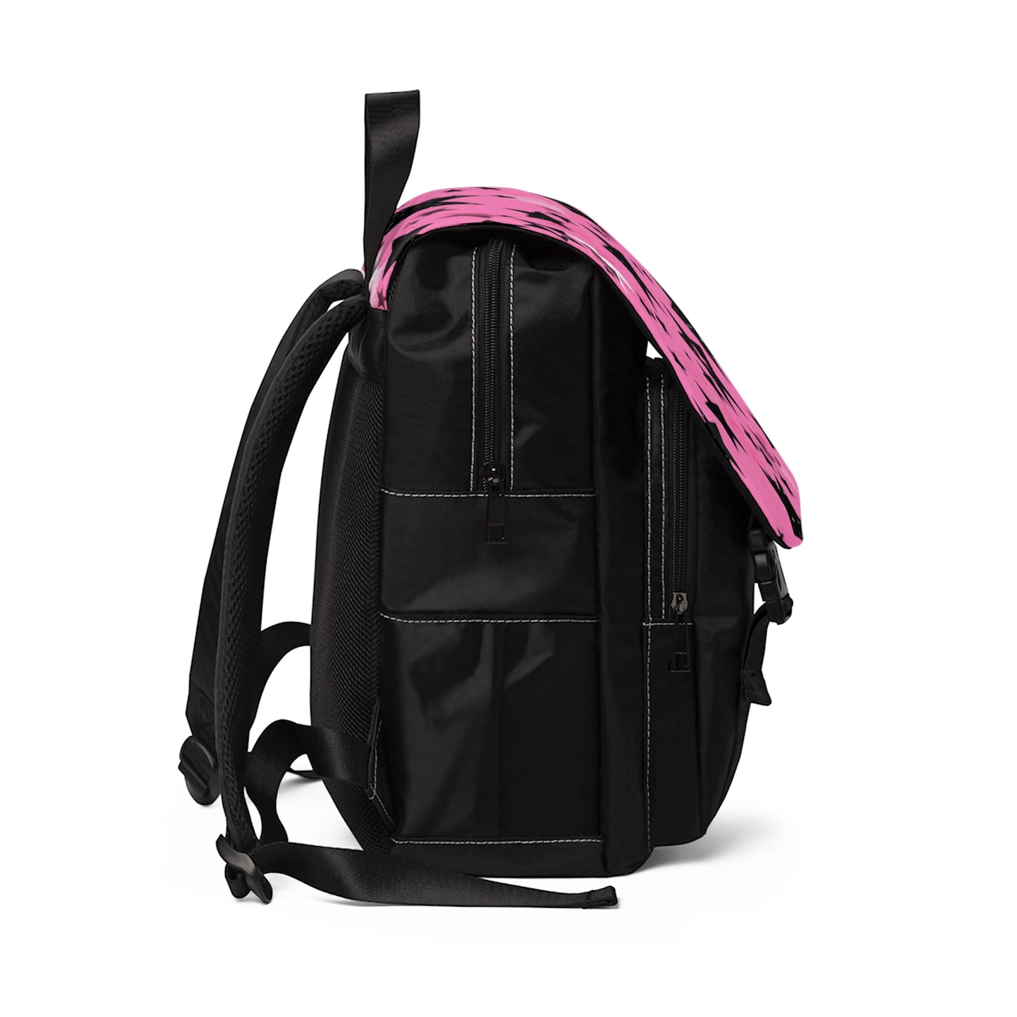 Starry Night in Pink Unisex Casual Shoulder Backpack