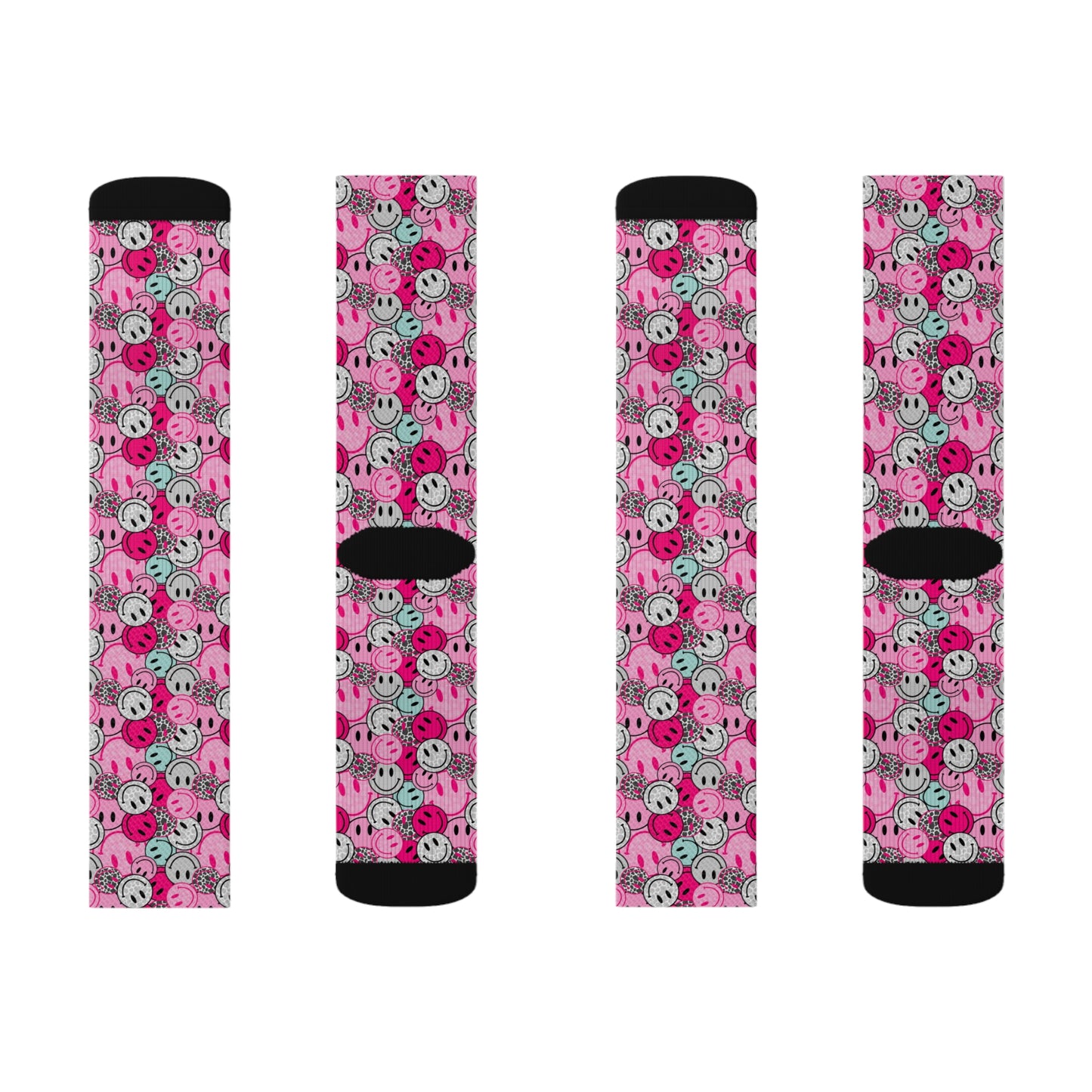 Pink and Blue Smiley Sublimation Socks