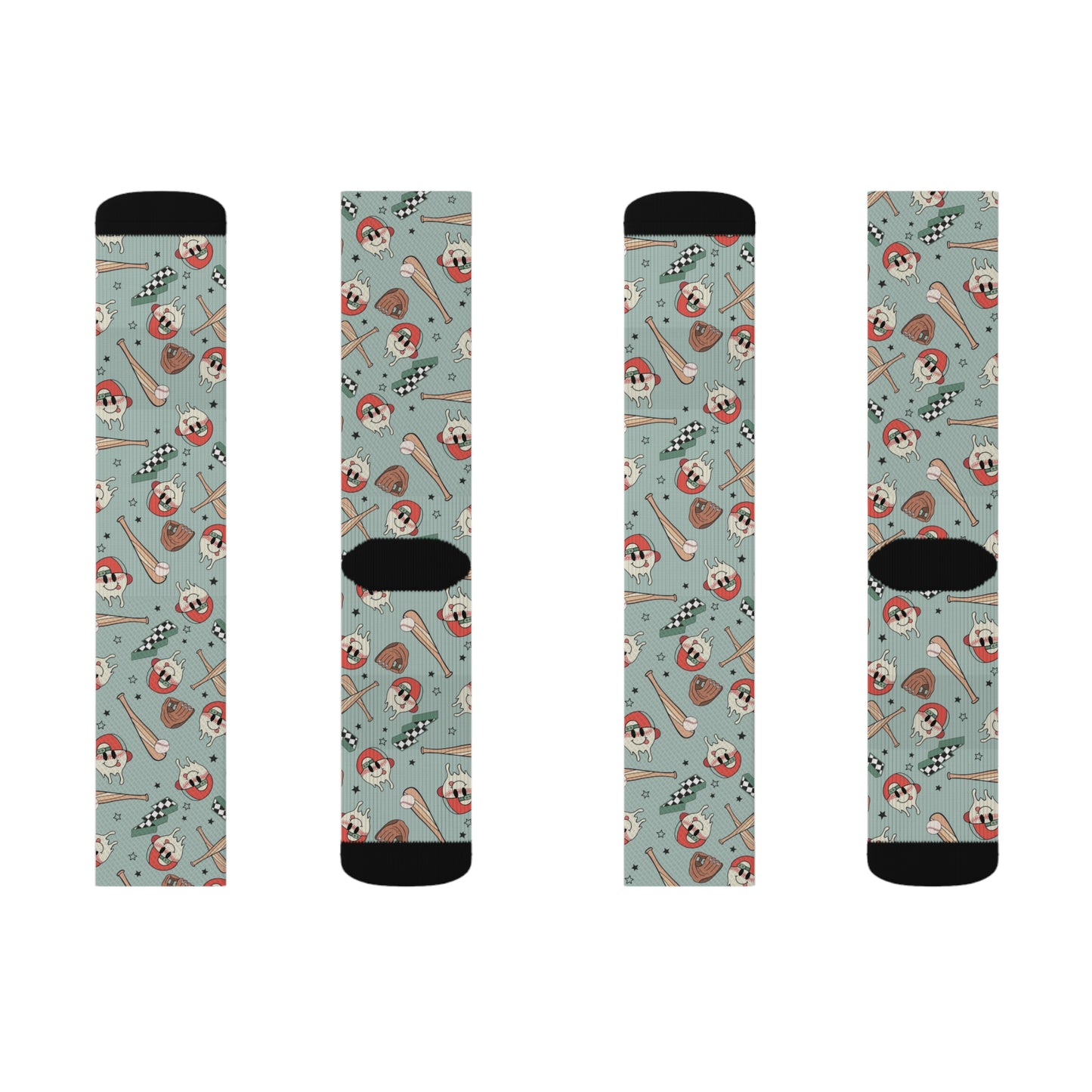 Boy Baseball Smiley Sublimation Socks