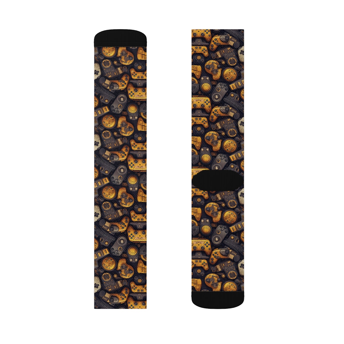 Black and Gold Gaming Sublimation Socks
