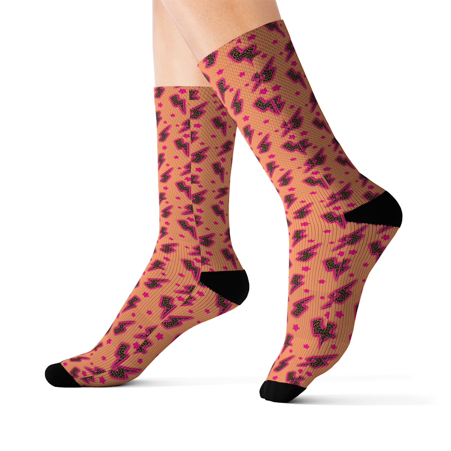 Cheetah Bolt Sublimation Socks