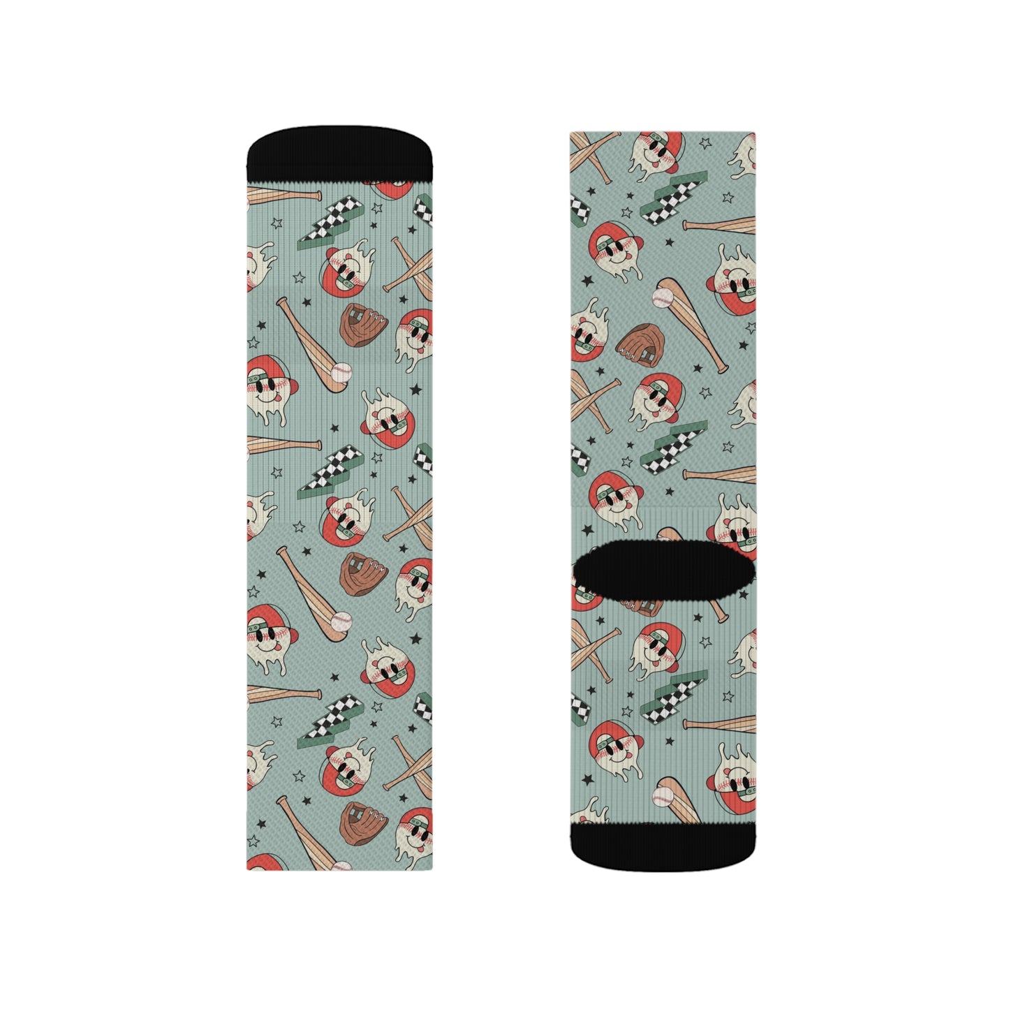 Boy Baseball Smiley Sublimation Socks