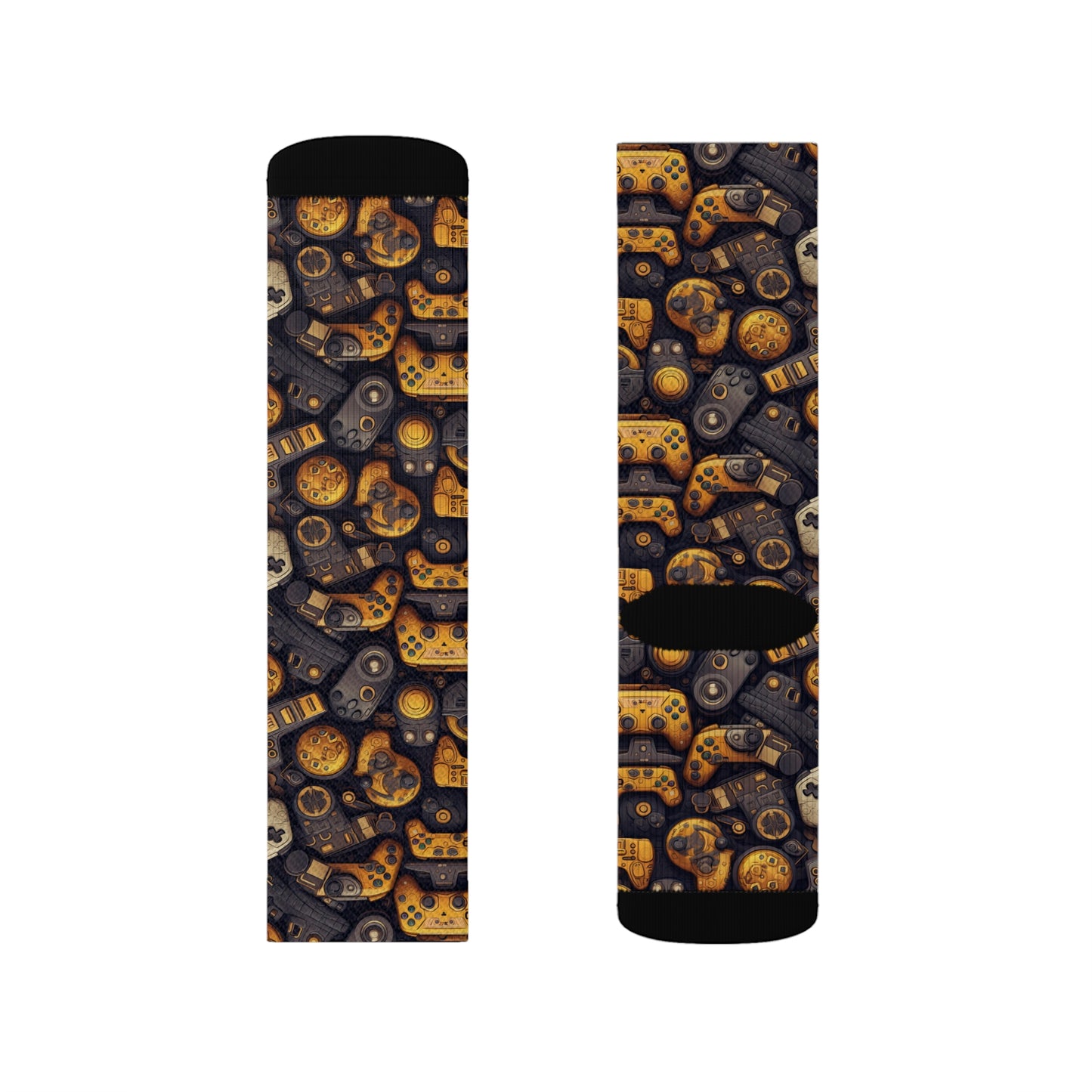 Black and Gold Gaming Sublimation Socks