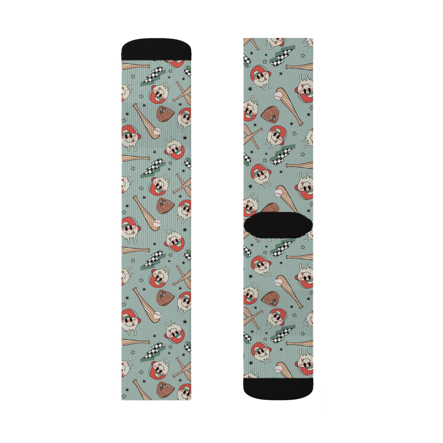 Boy Baseball Smiley Sublimation Socks