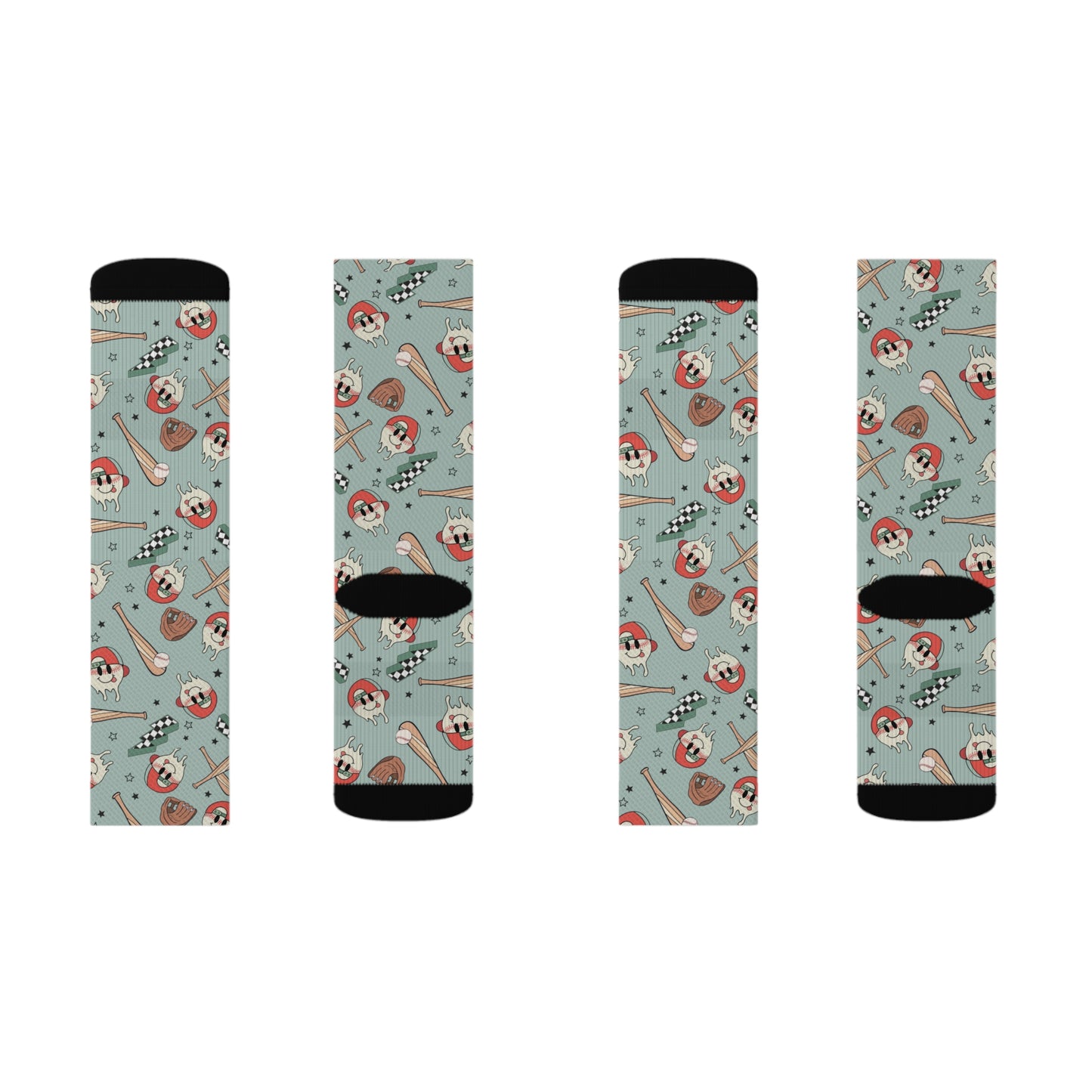 Boy Baseball Smiley Sublimation Socks
