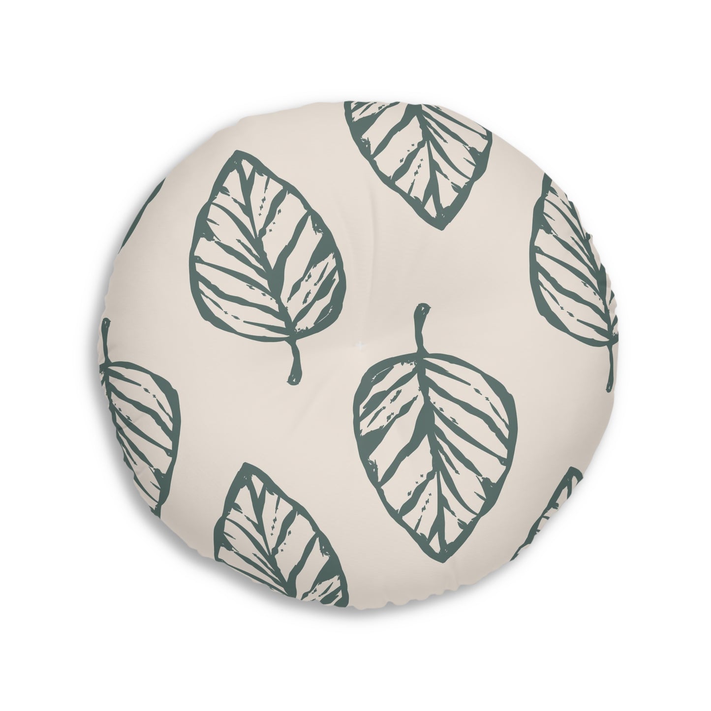 Leafy Oasis Tufted Floor Pillow, Round