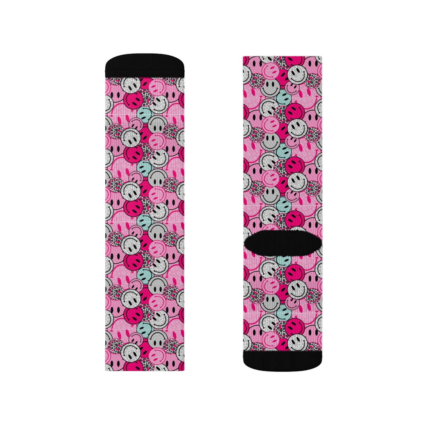 Pink and Blue Smiley Sublimation Socks