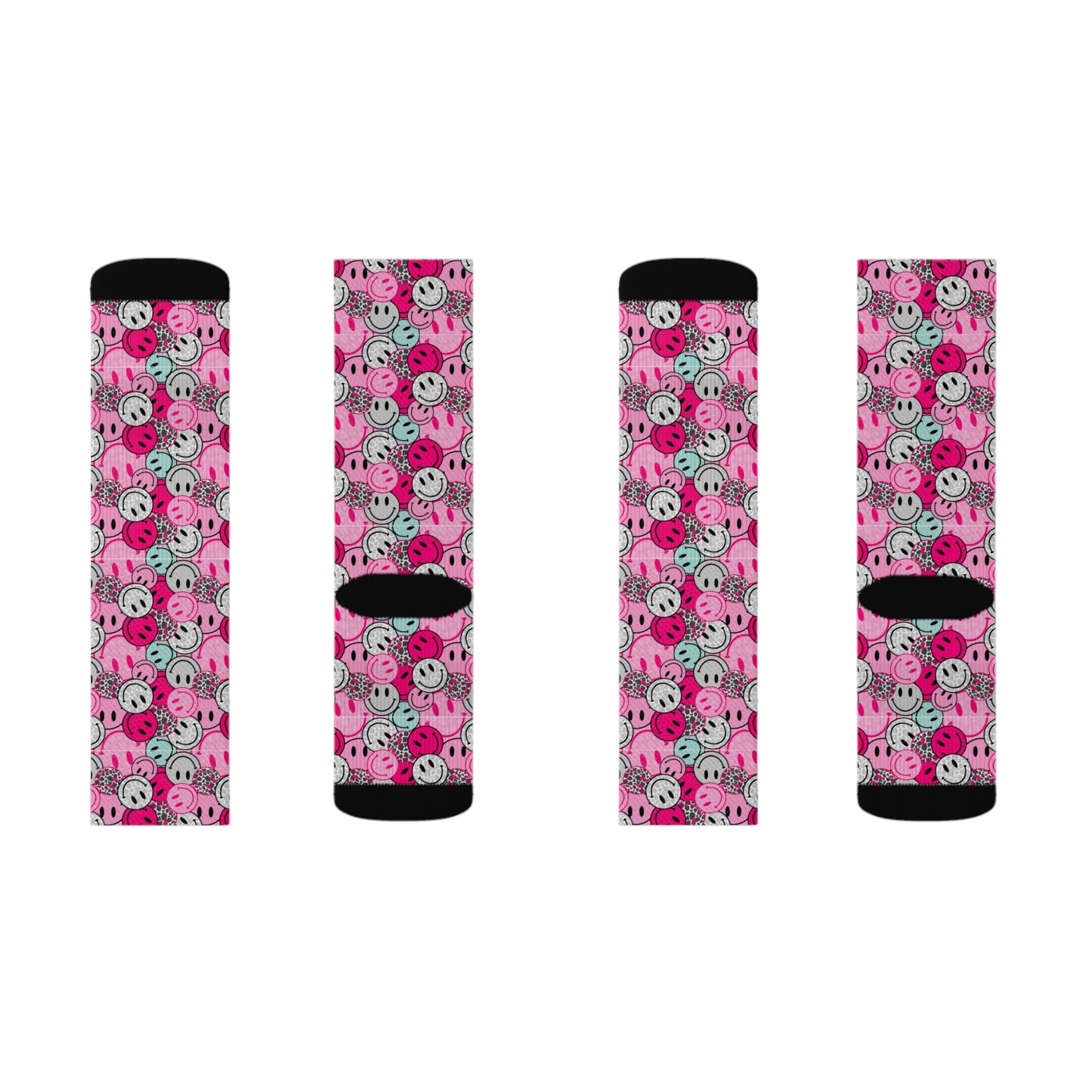 Pink and Blue Smiley Sublimation Socks