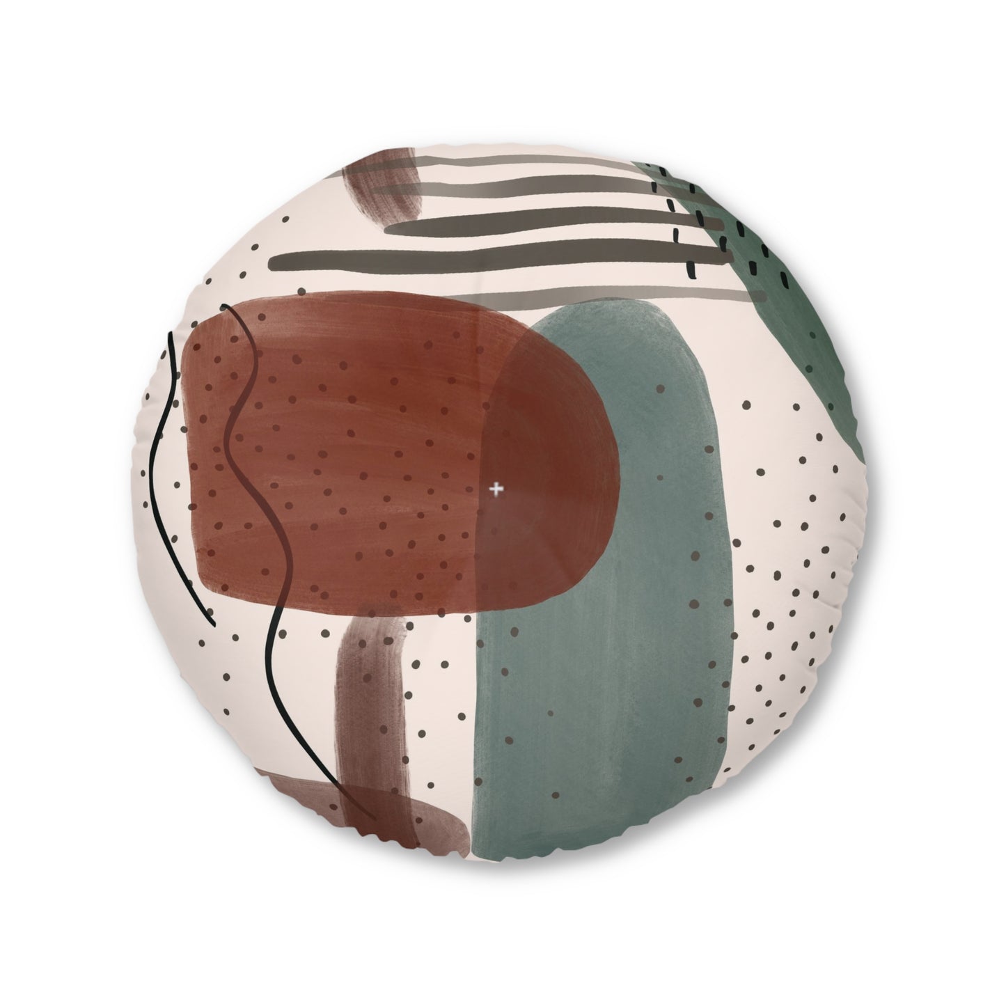 Boho Retro Green Tufted Floor Pillow, Round