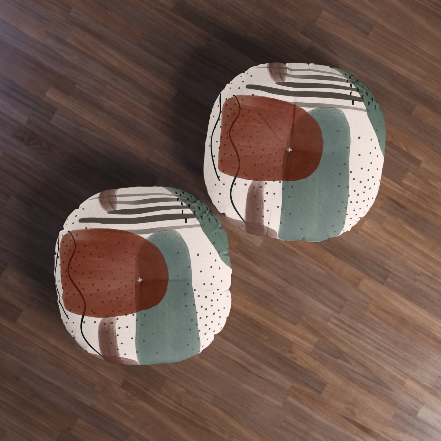 Boho Retro Green Tufted Floor Pillow, Round