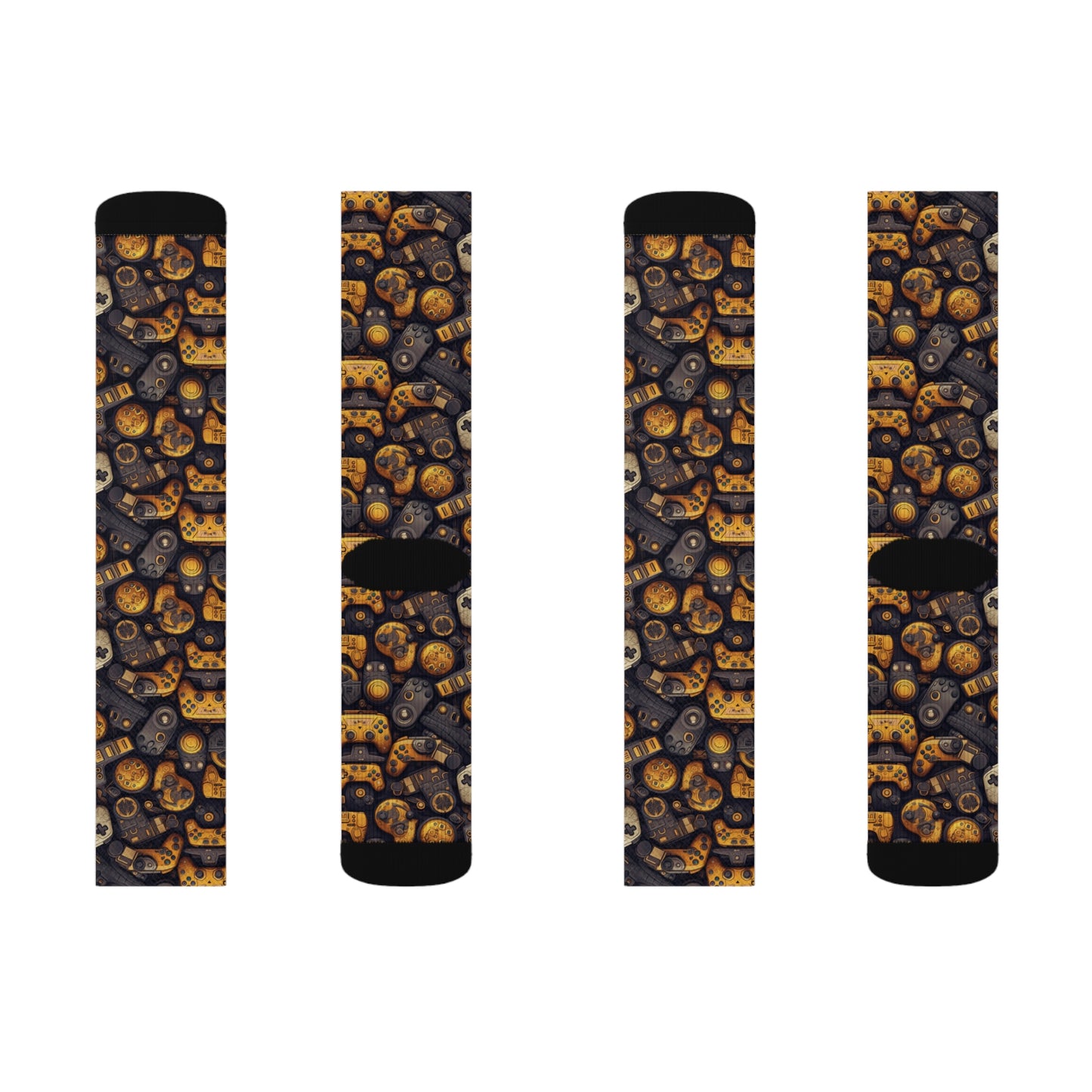 Black and Gold Gaming Sublimation Socks