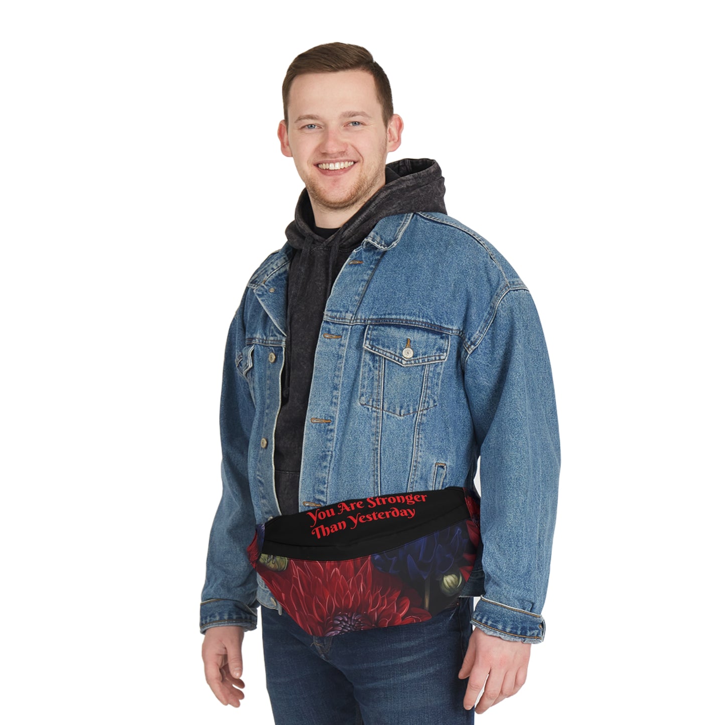 You are Stronger Than Yesterday Large Floral Fanny Pack