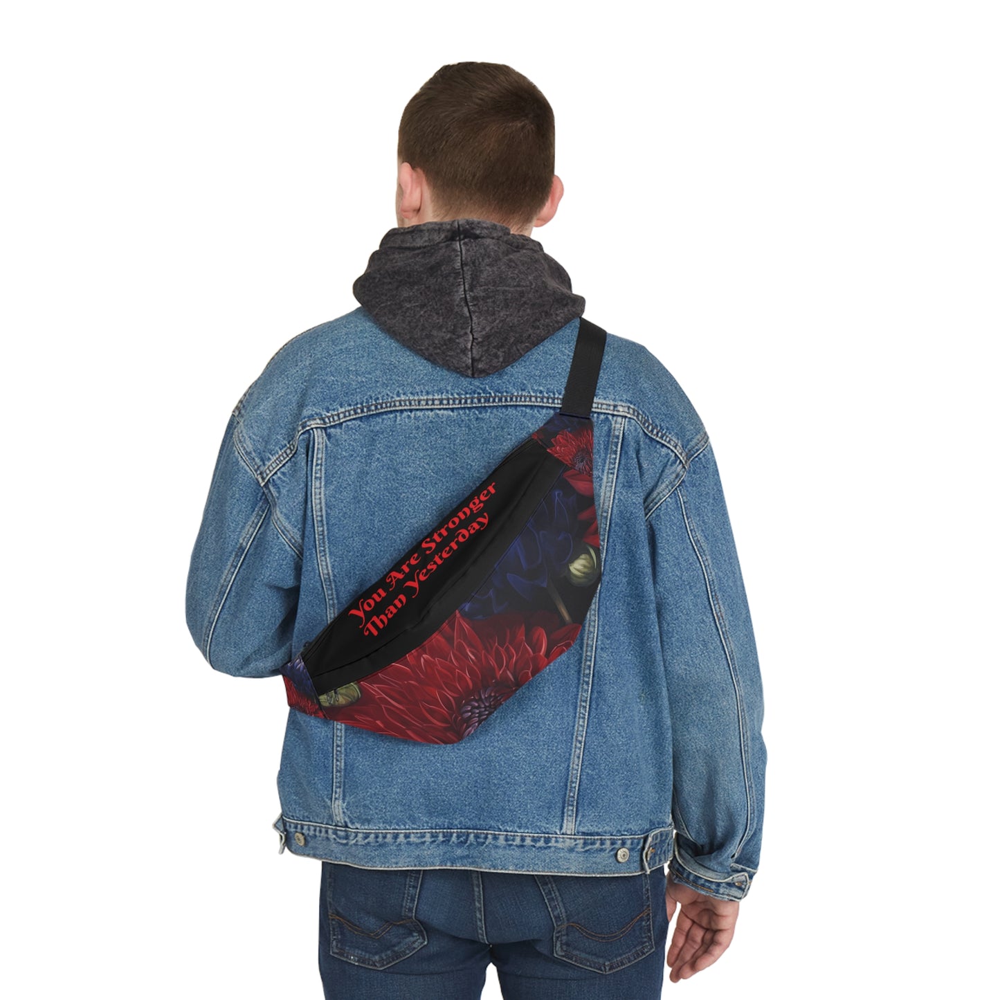 You are Stronger Than Yesterday Large Floral Fanny Pack