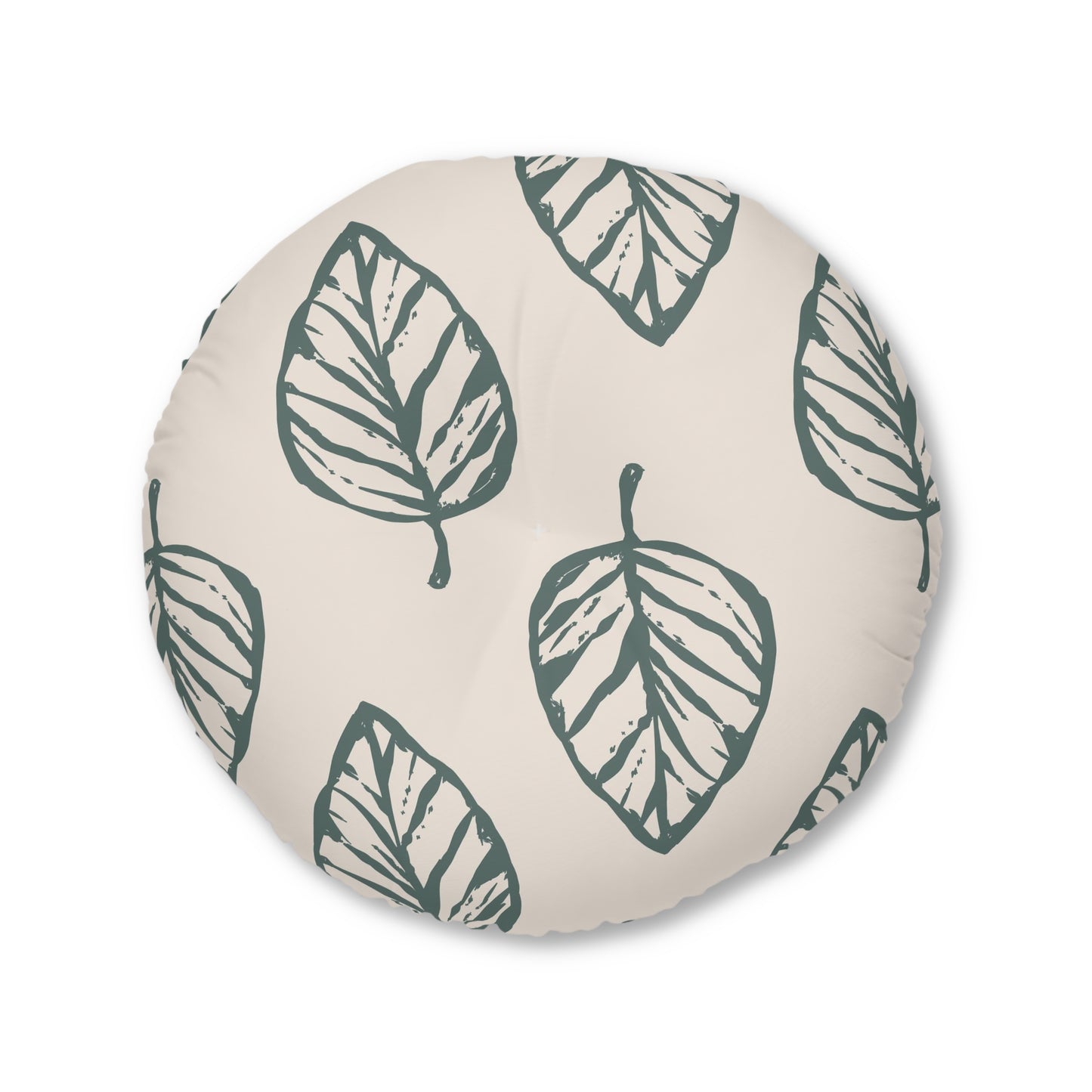 Leafy Oasis Tufted Floor Pillow, Round