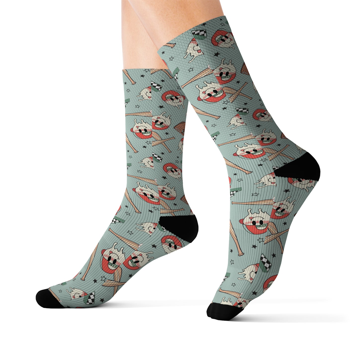 Boy Baseball Smiley Sublimation Socks