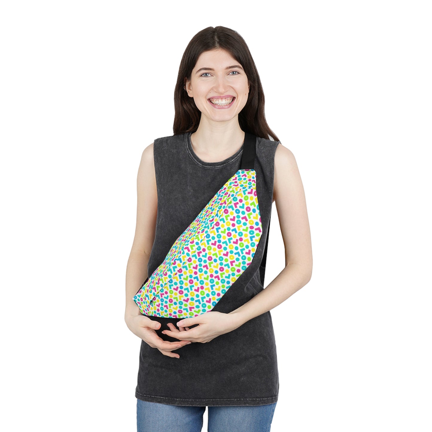 Pink, Yellow, and Blue 80's Inspo Large Fanny Pack