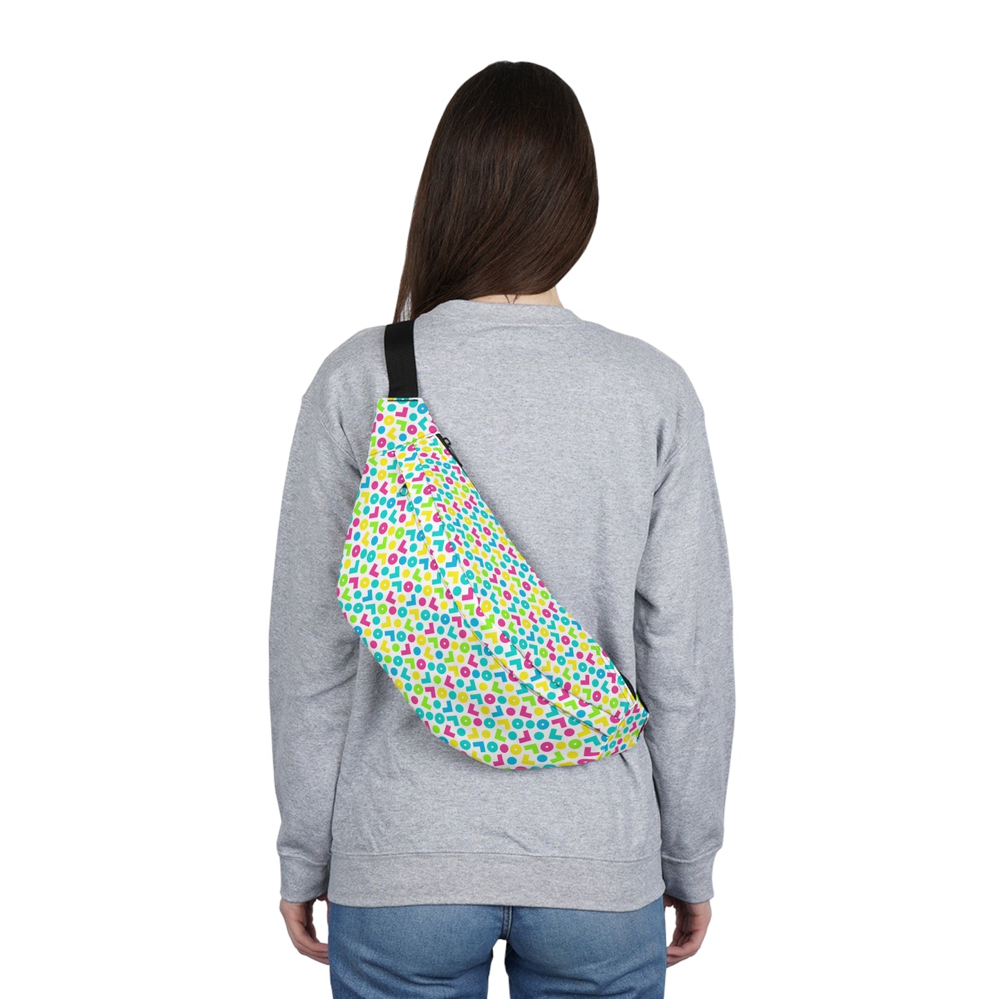 Pink, Yellow, and Blue 80's Inspo Large Fanny Pack