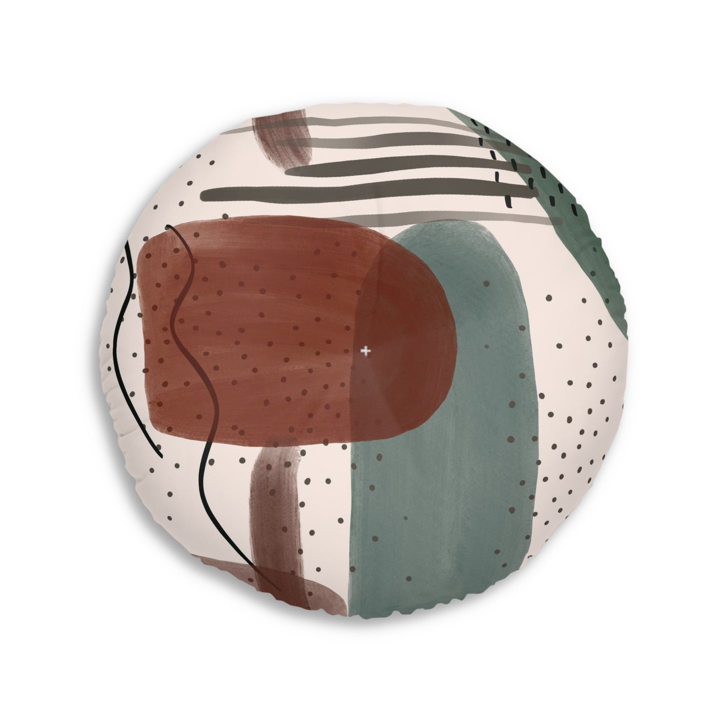 Boho Retro Green Tufted Floor Pillow, Round