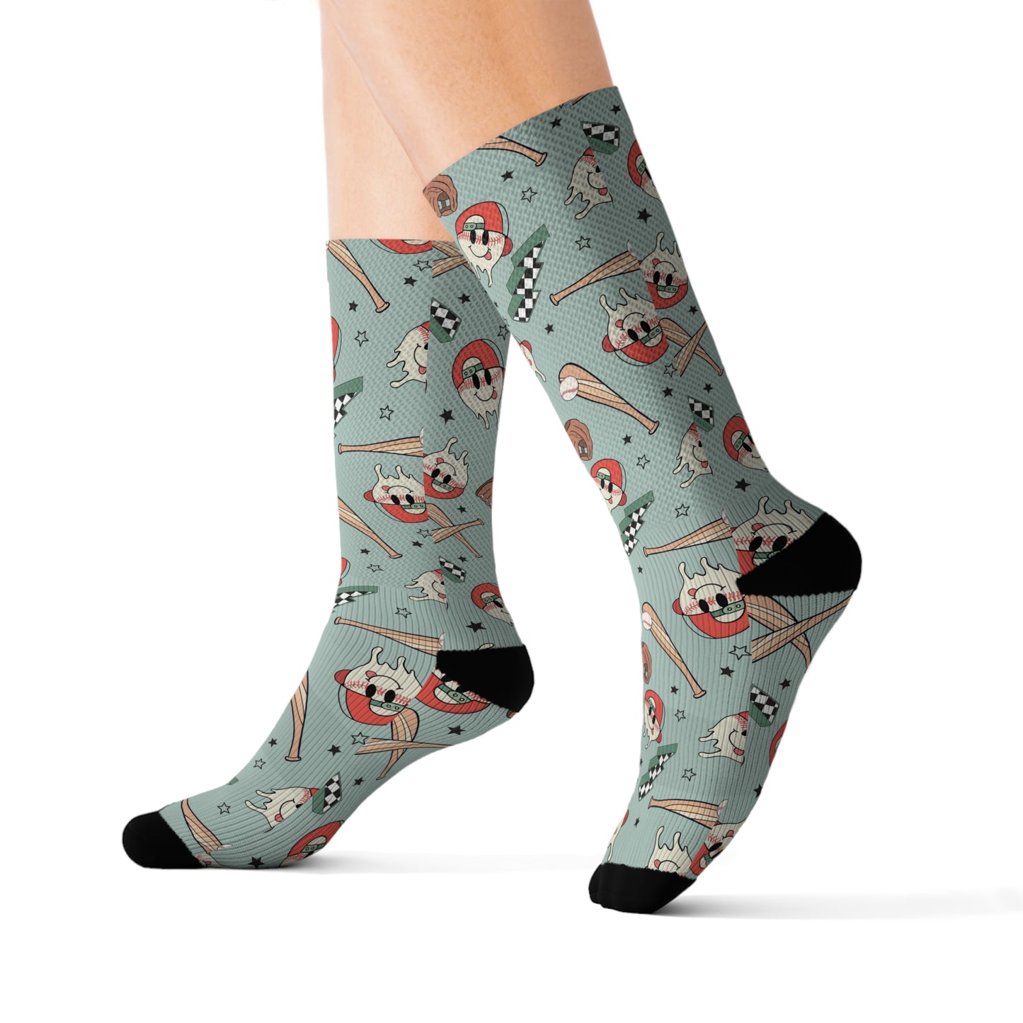 Boy Baseball Smiley Sublimation Socks