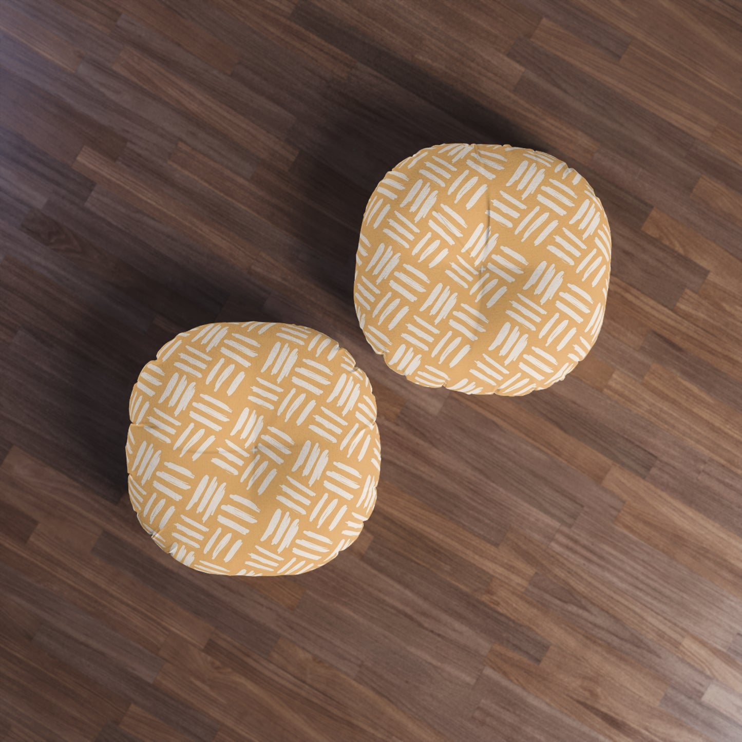 Golden Strokes Tufted Floor Pillow, Round