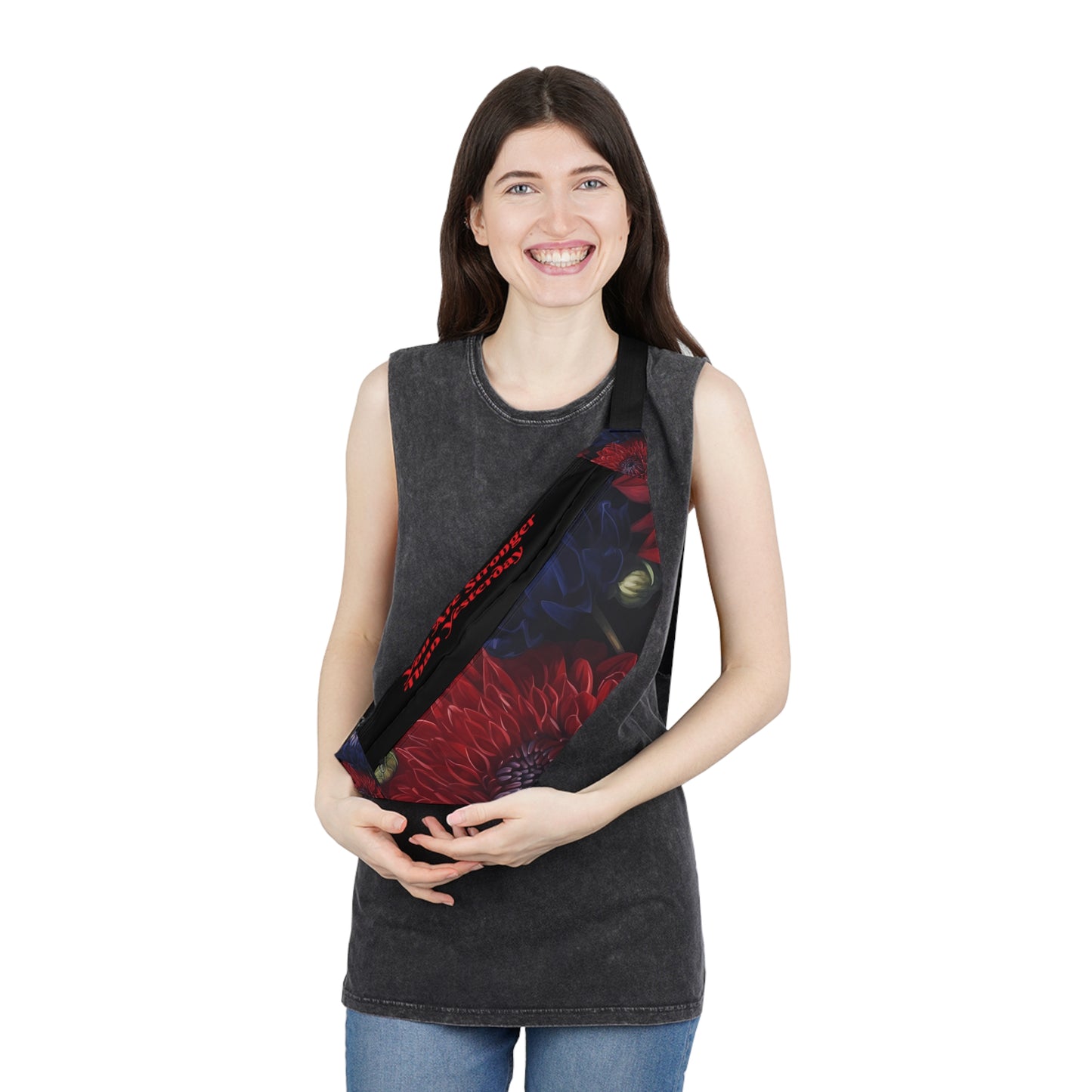 You are Stronger Than Yesterday Large Floral Fanny Pack