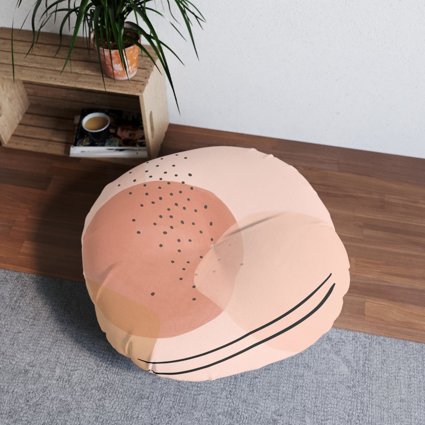 Boho Retro Tufted Floor Pillow, Round