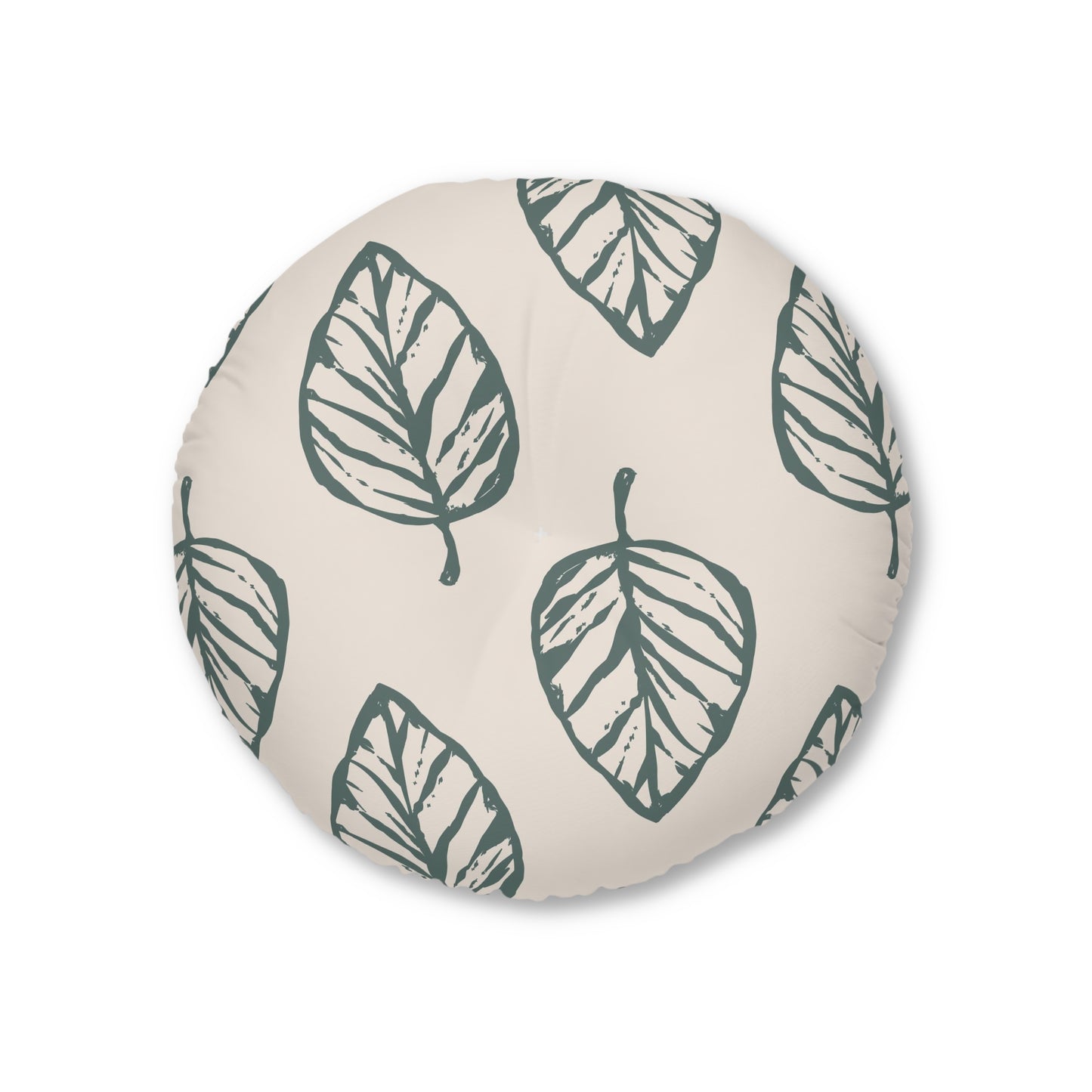 Leafy Oasis Tufted Floor Pillow, Round