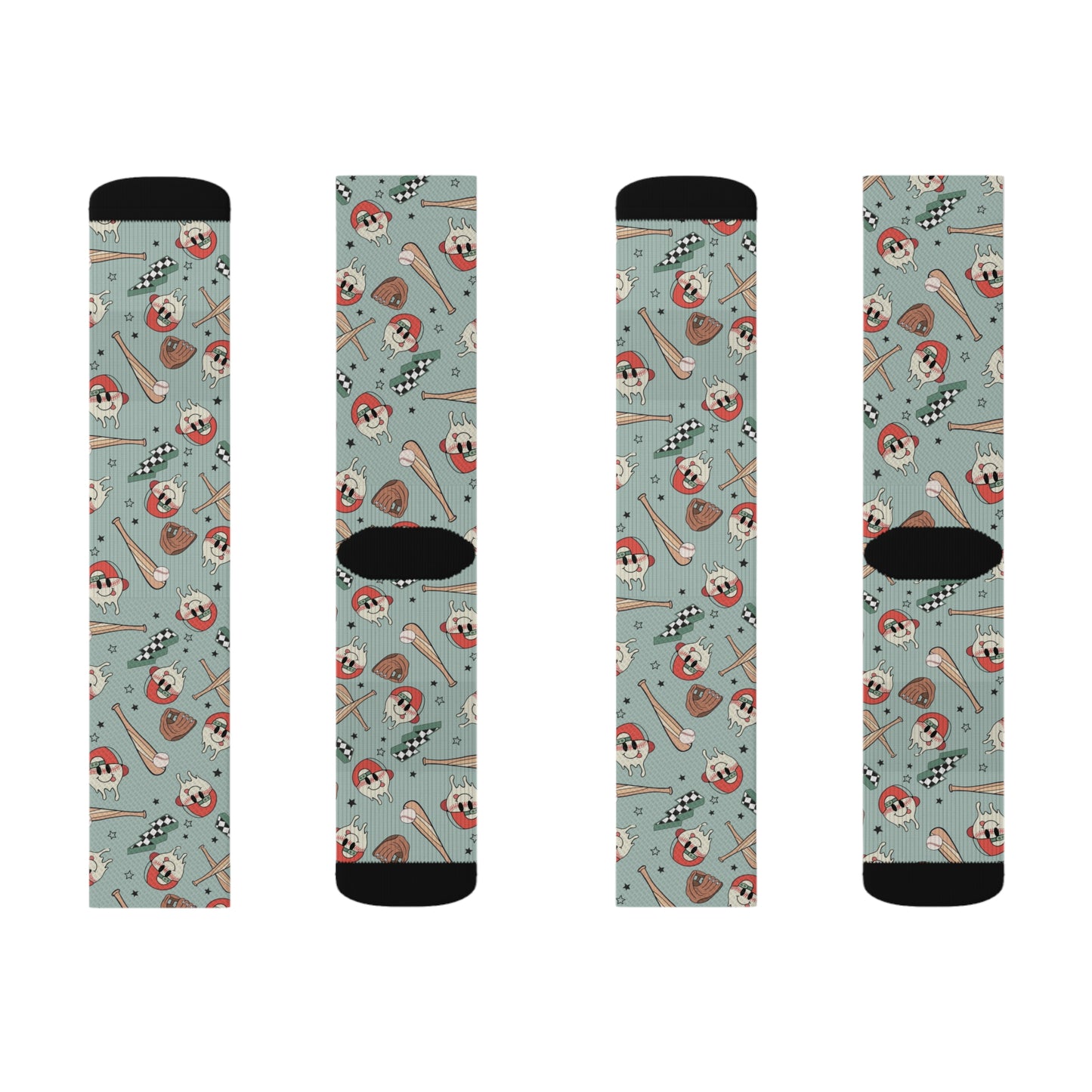Boy Baseball Smiley Sublimation Socks