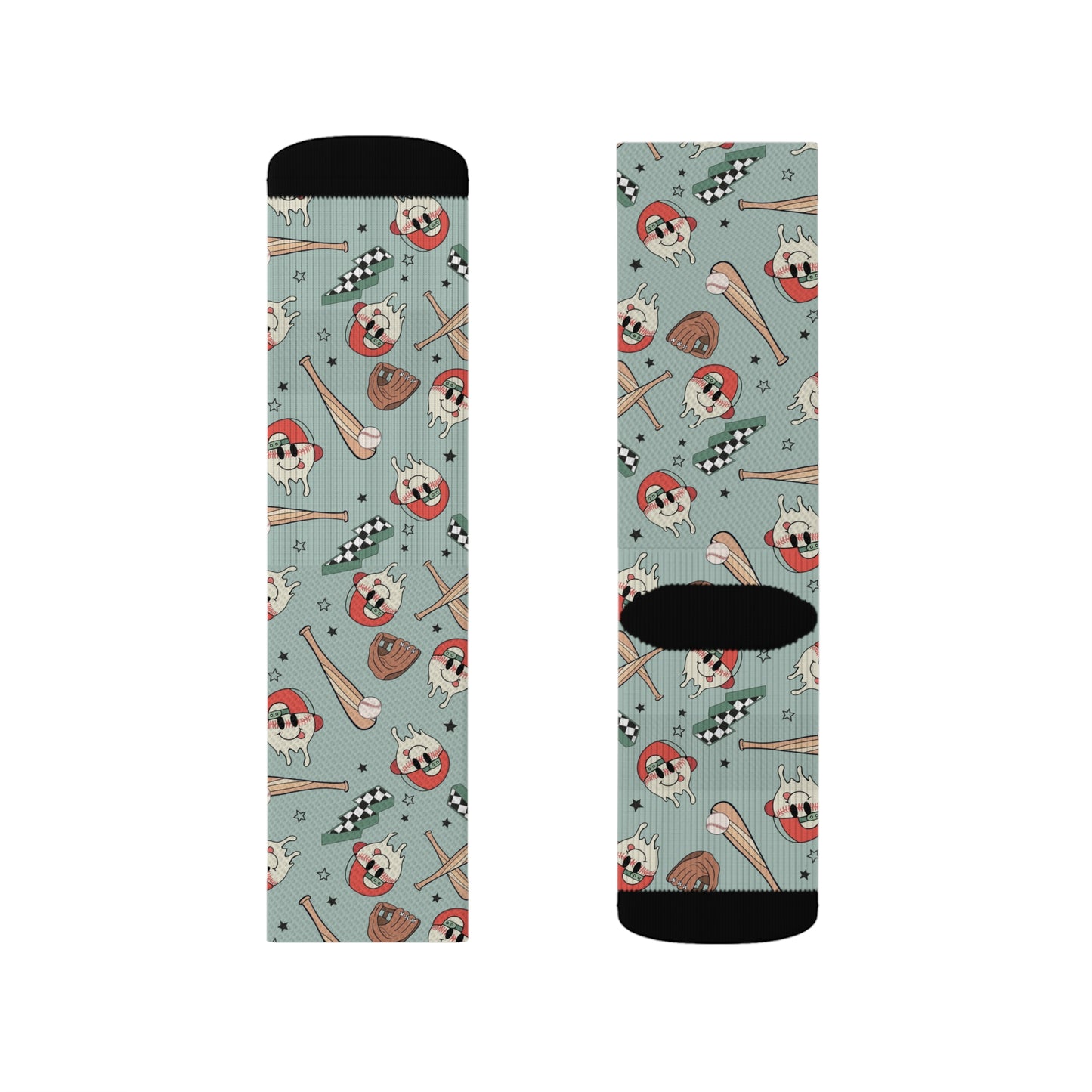 Boy Baseball Smiley Sublimation Socks
