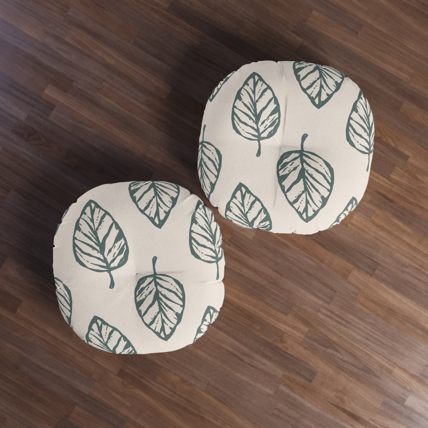 Leafy Oasis Tufted Floor Pillow, Round