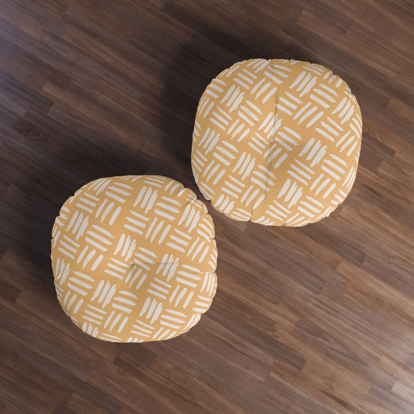 Golden Strokes Tufted Floor Pillow, Round