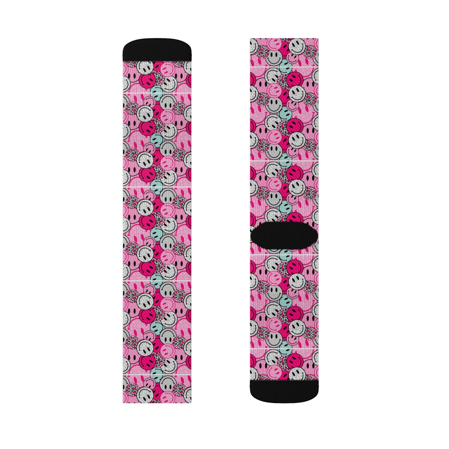 Pink and Blue Smiley Sublimation Socks