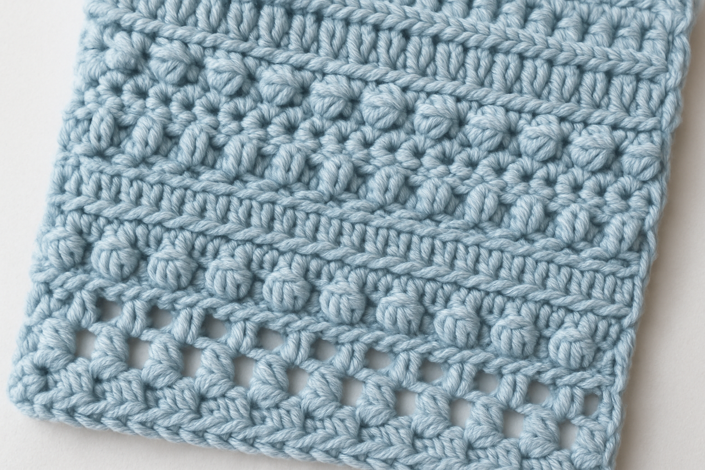 light blue crochet sample