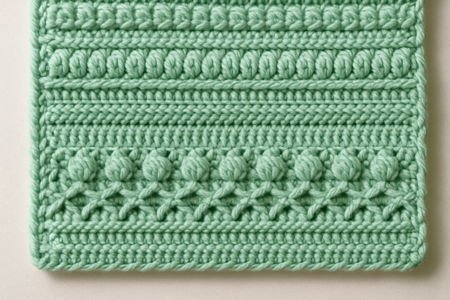 mint green crochet sample