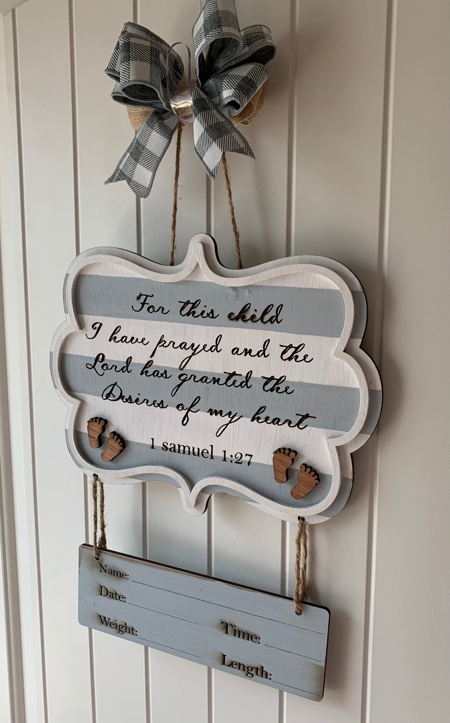 "For this child" Baby hospital or room door sign