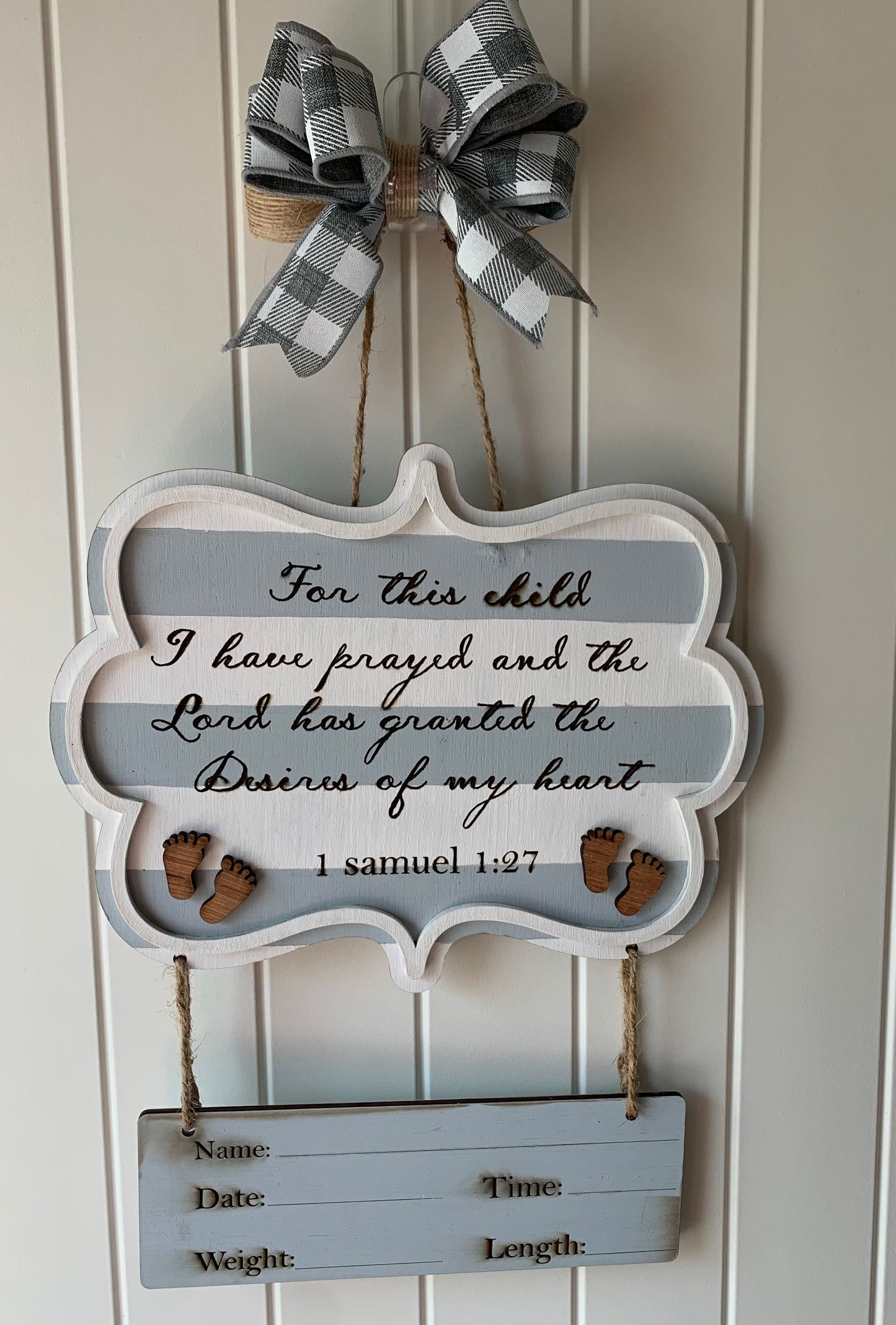 "For this child" Baby hospital or room door sign