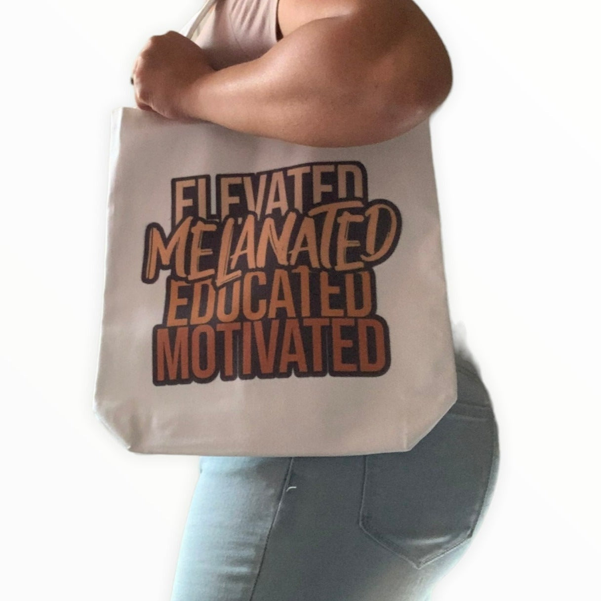 Elevated Melanted Educated Motivated Canvas Tote