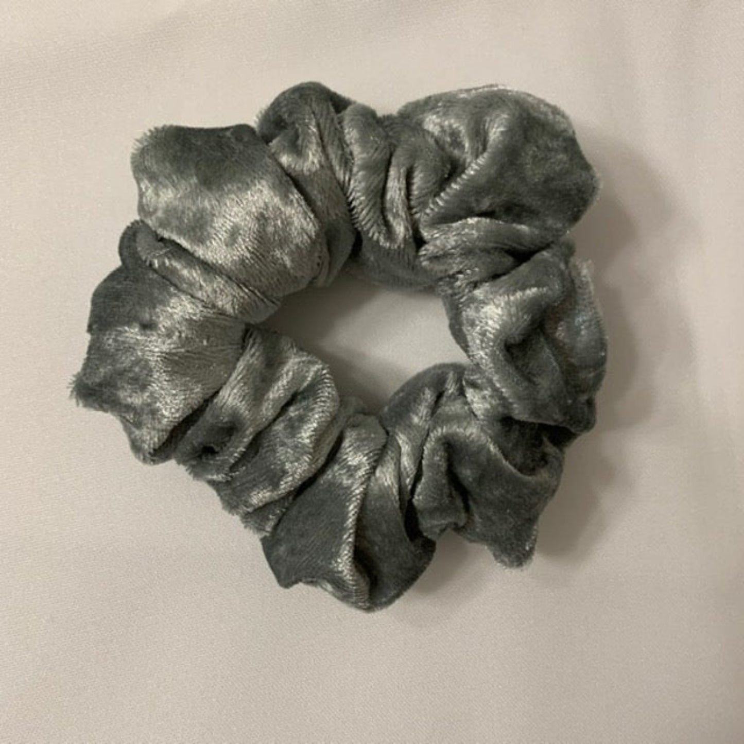 Velvet Silver Scrunchies