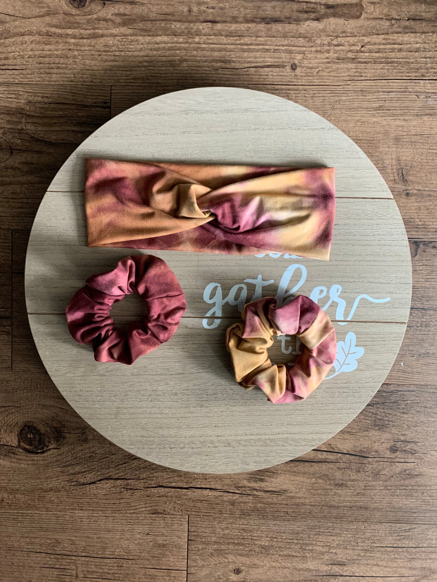 Plum/Tan Tie-Dyed twisted headband