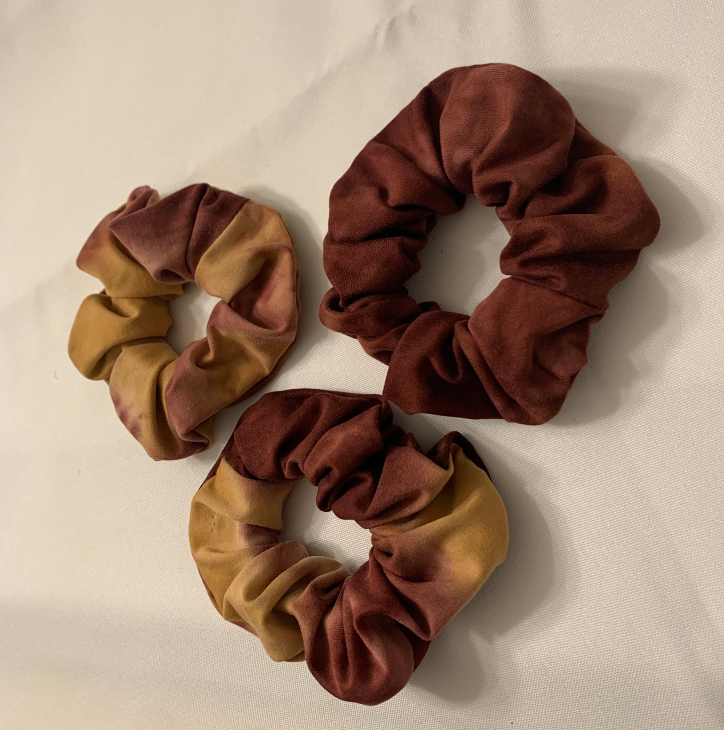 Plum/Tan Tie-Dyed Scrunchies